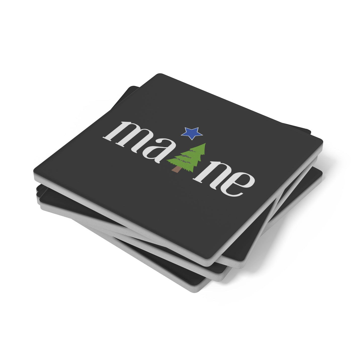 1901 Maine Flag Coasters (Black - set of 4)