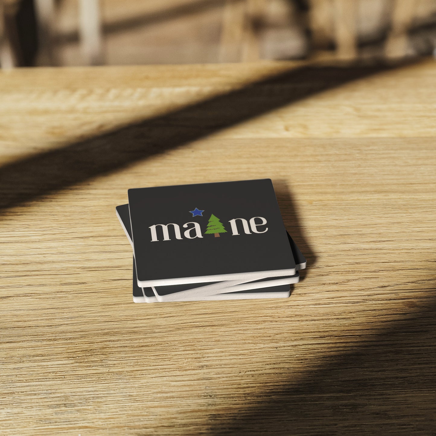1901 Maine Flag Coasters (Black - set of 4)