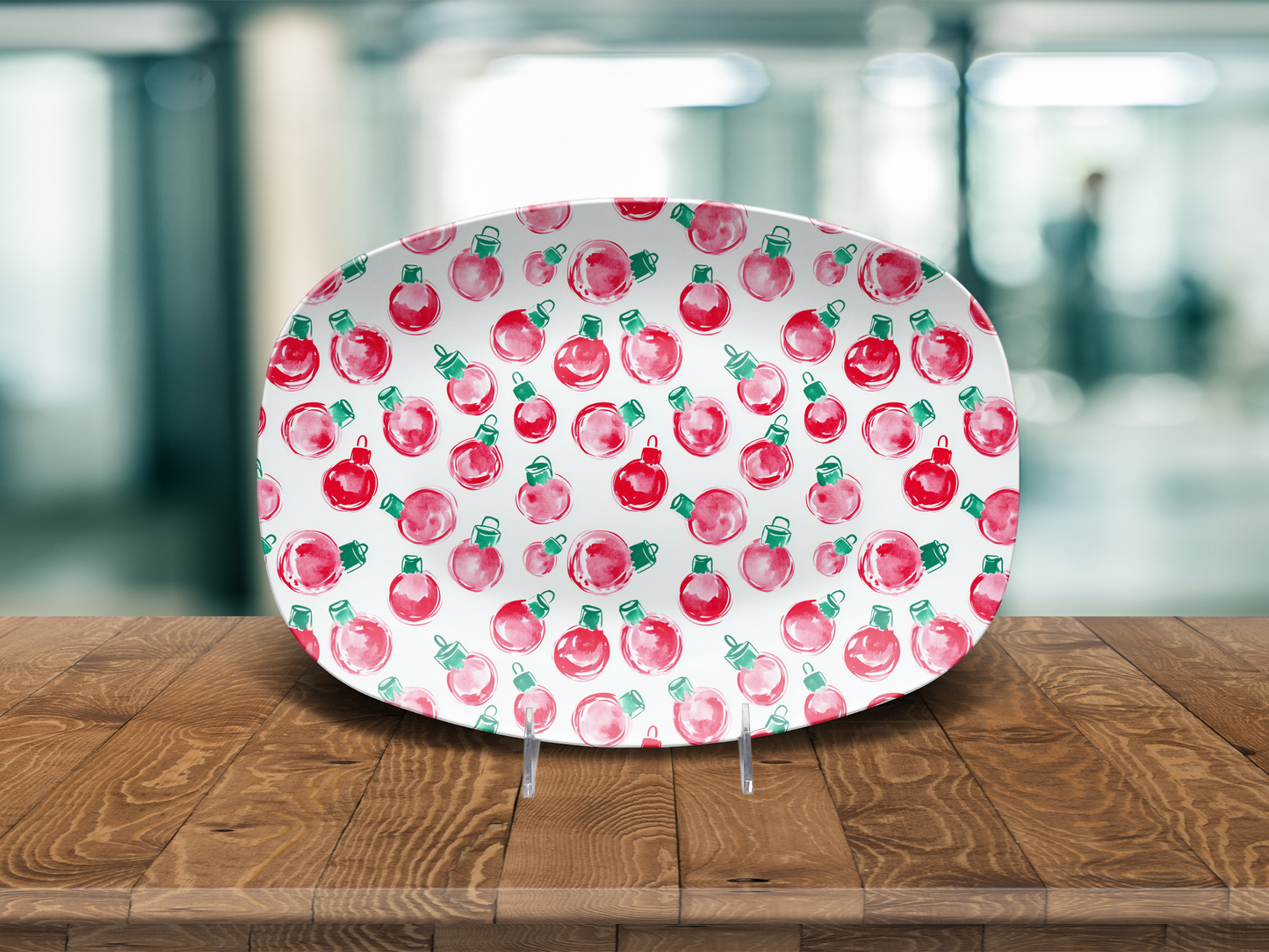 Christmas Holiday Ornament Platter w/ Stand