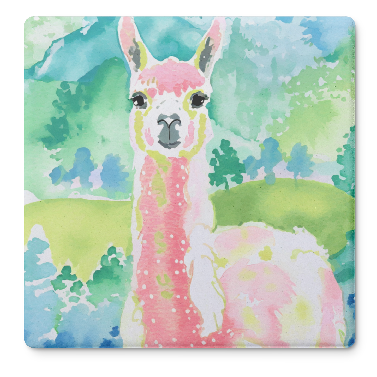 Watercolor Llama 4" Stone Coaster Set | Set of 4