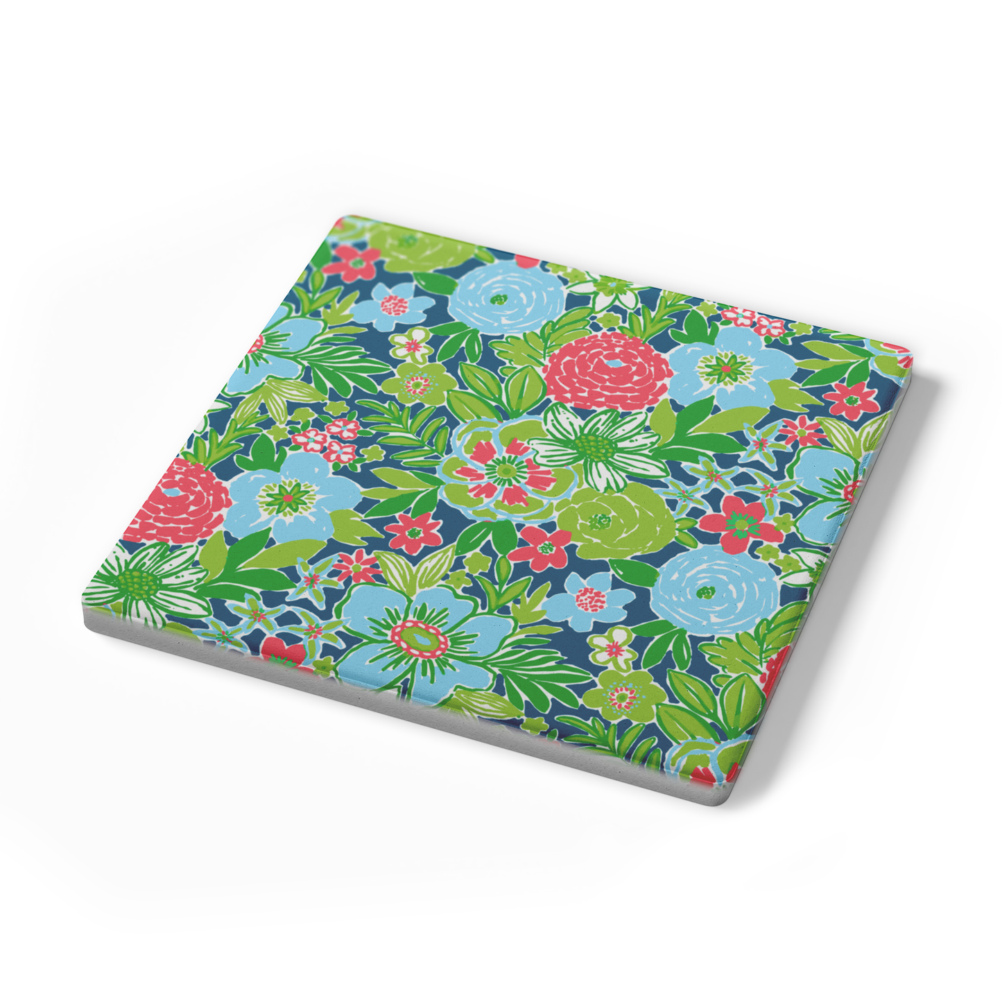 Coastal Floral Stone Coaster Set (Set of 4)