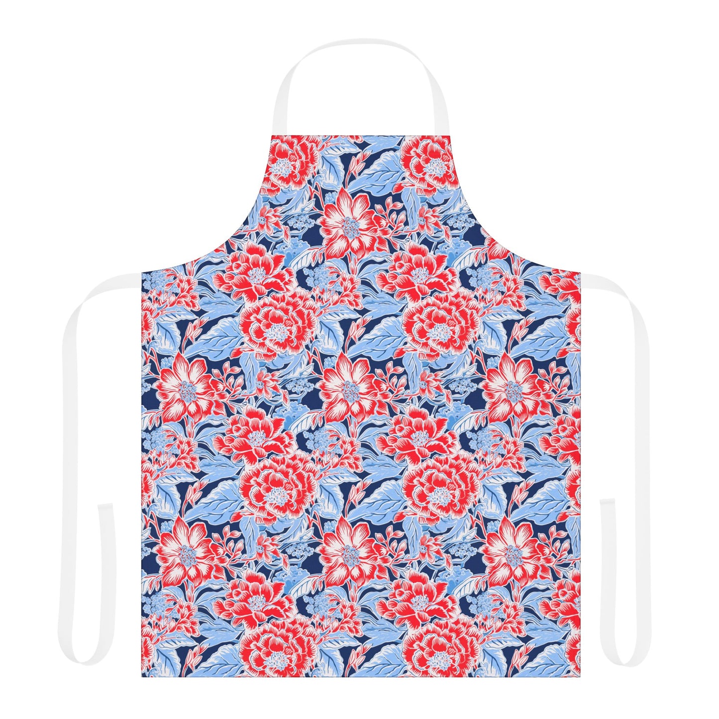 Red, White & Blue Floral Durable Canvas Apron