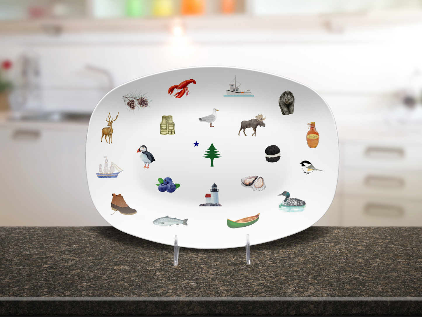 All Things Maine 10X14 Platter With Optional Stand - (Down East Magazine Gift Guide Dec 2023)
