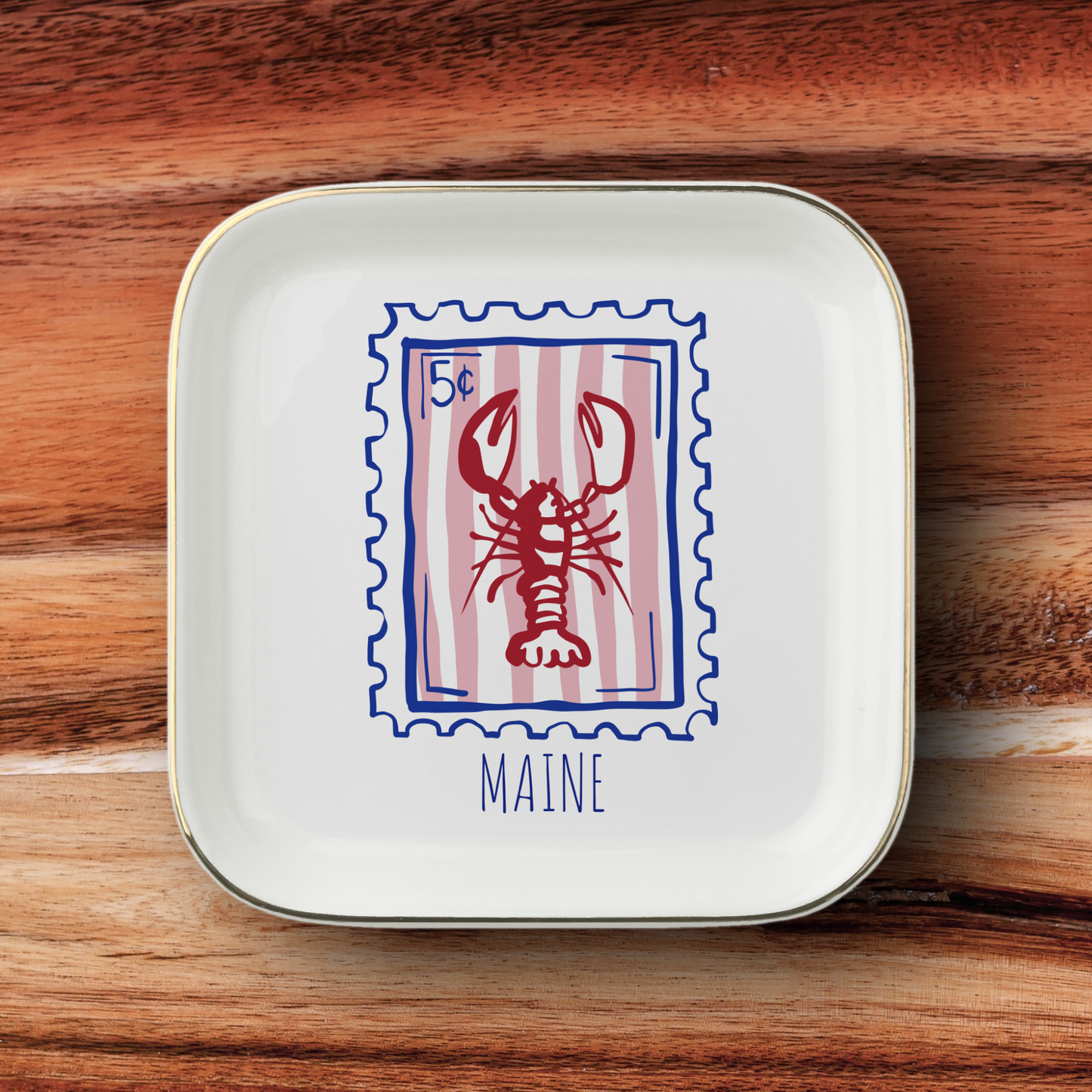 Maine Lobster Stamp Jewelry Dish