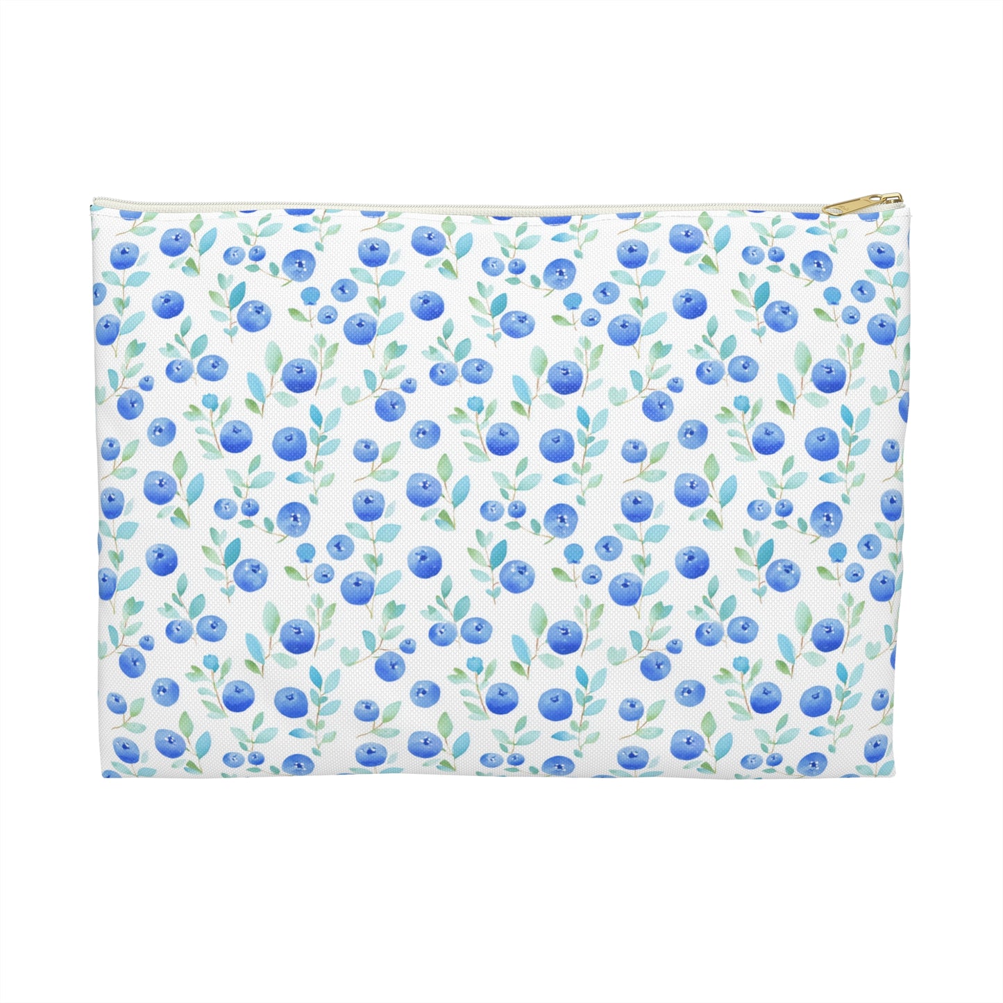 Blueberry Print Flat Pouch, Travel Cosmetic Bag, Pencil Case - 2 colors, 2 sizes