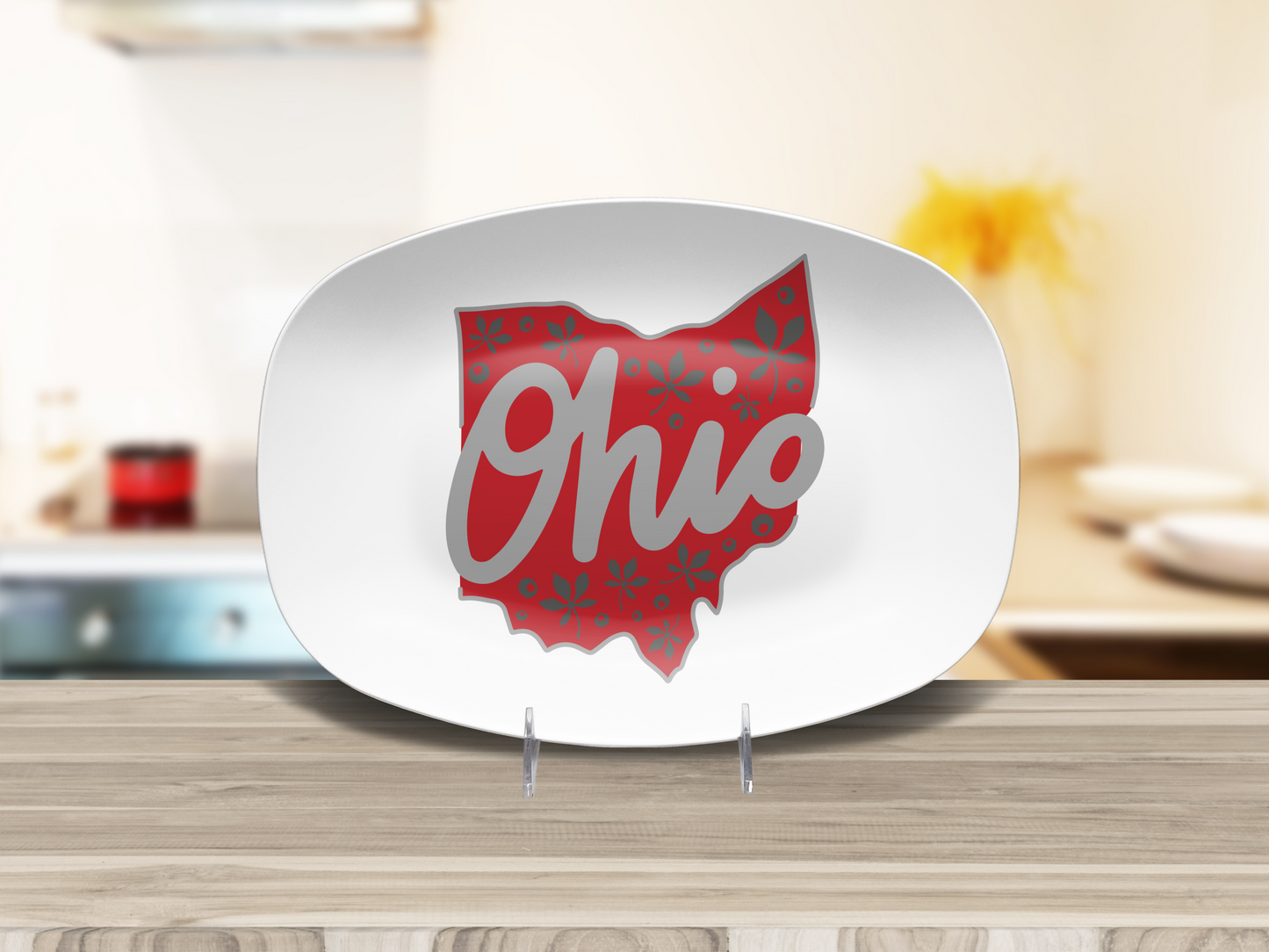 Script Ohio Buckeye Platter