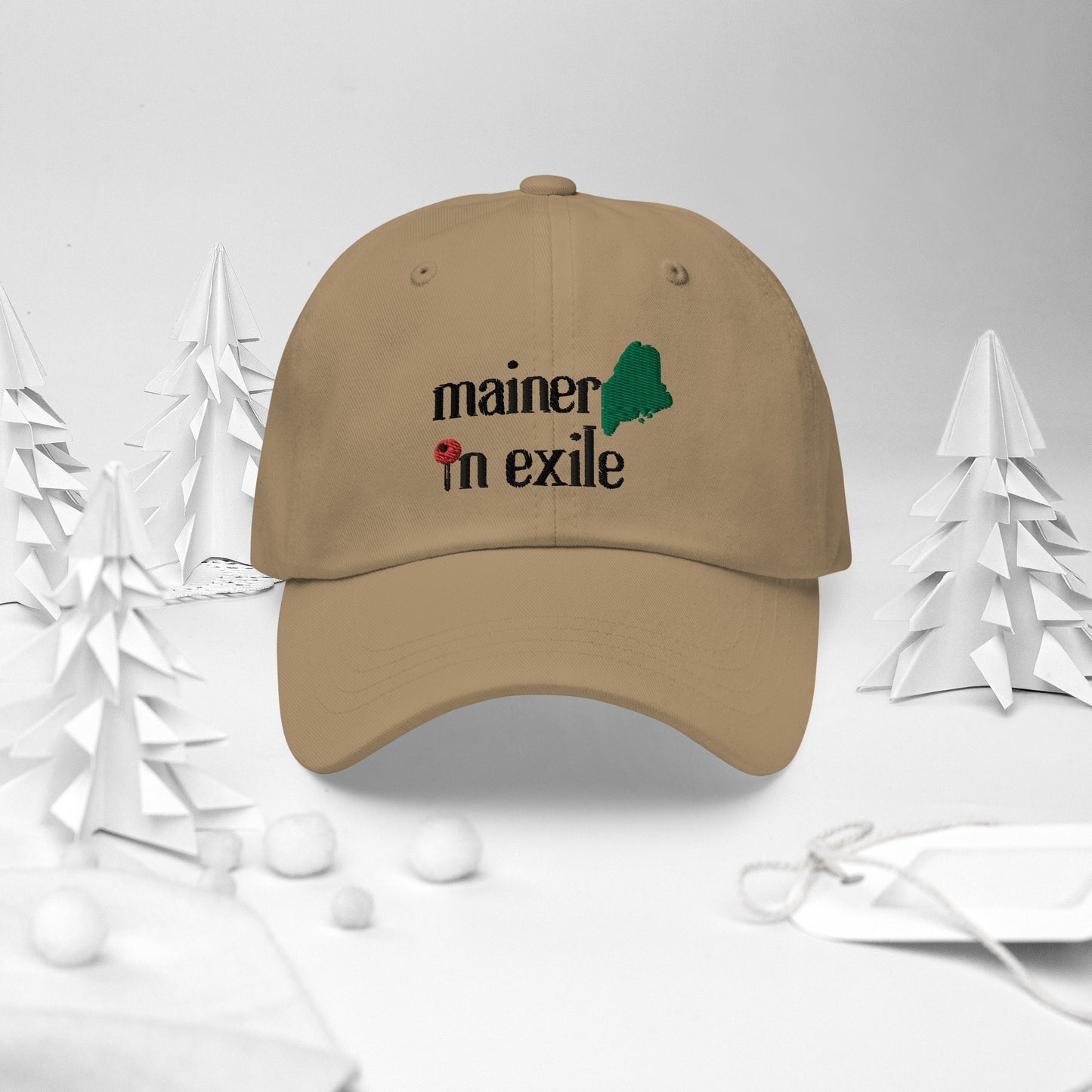 Mainer In Exile Dad Hat (non-distressed) - Featured in Down East Magazine Gift Guide (Dec 2023)