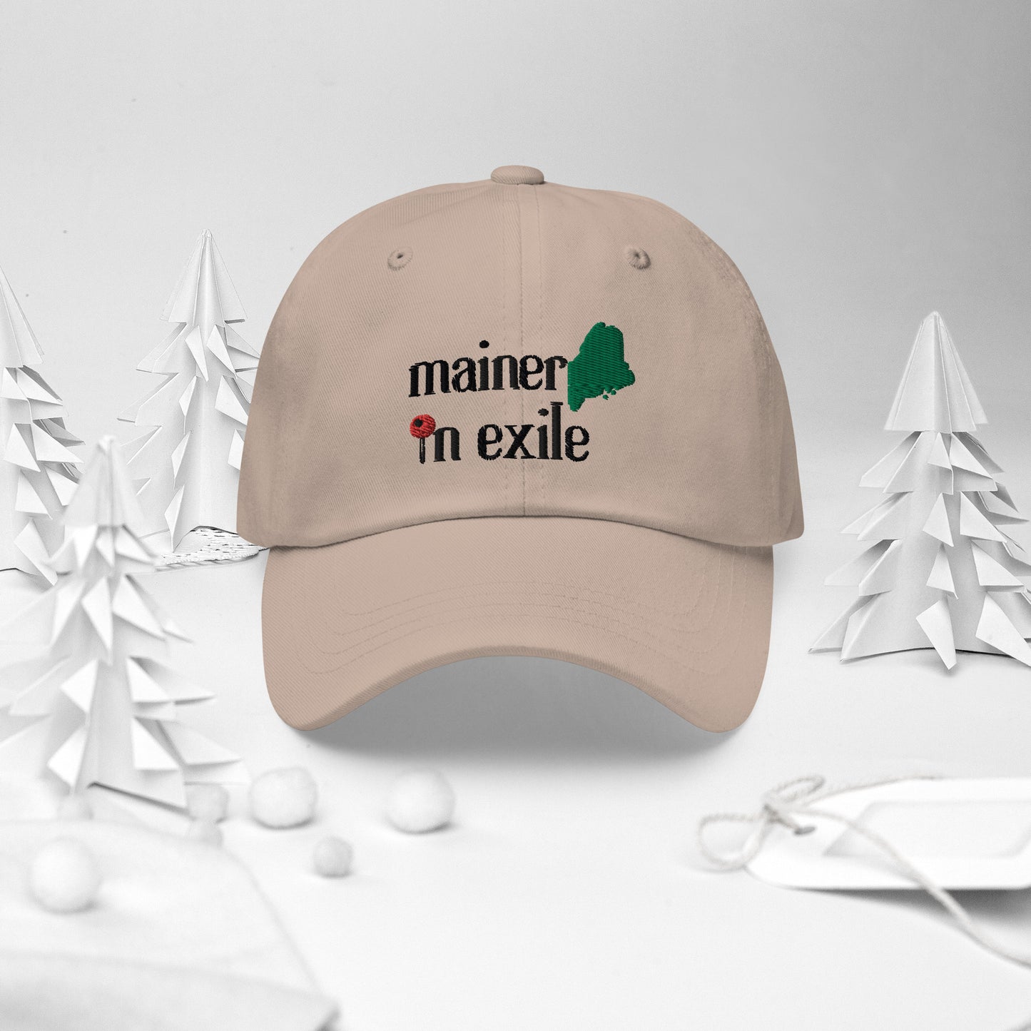 Mainer In Exile Dad Hat (non-distressed) - Featured in Down East Magazine Gift Guide (Dec 2023)
