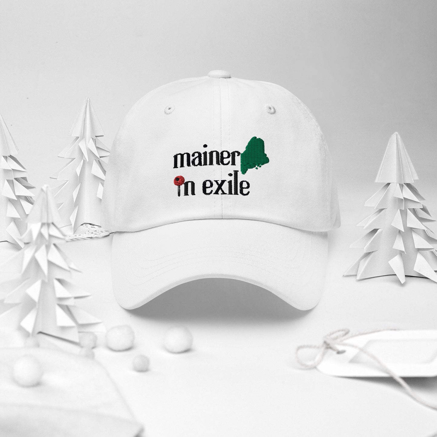 Mainer In Exile Dad Hat (non-distressed) - Featured in Down East Magazine Gift Guide (Dec 2023)