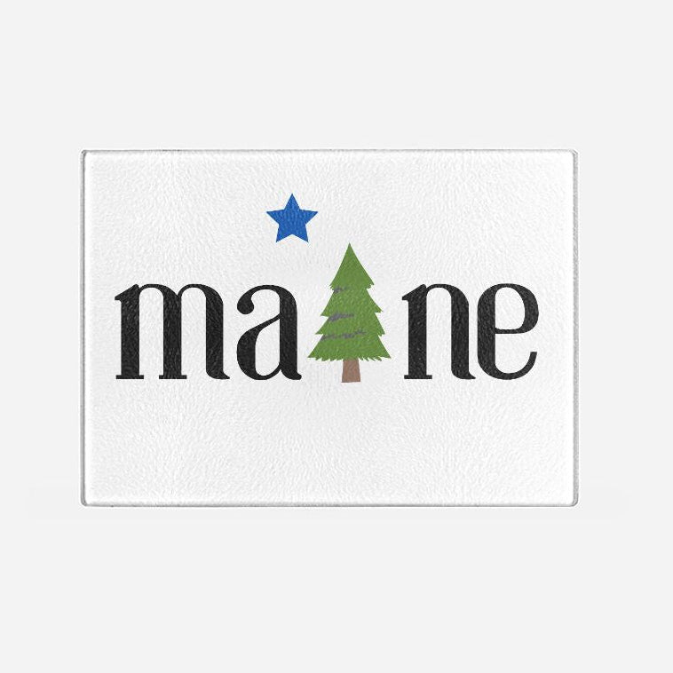 1901 Maine Flag Glass Cutting Board - Small (11.5" x 8")