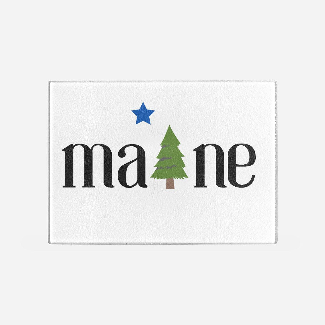 Large 1901 Maine Flag Glass Cutting Board (15.75" x 11.5")