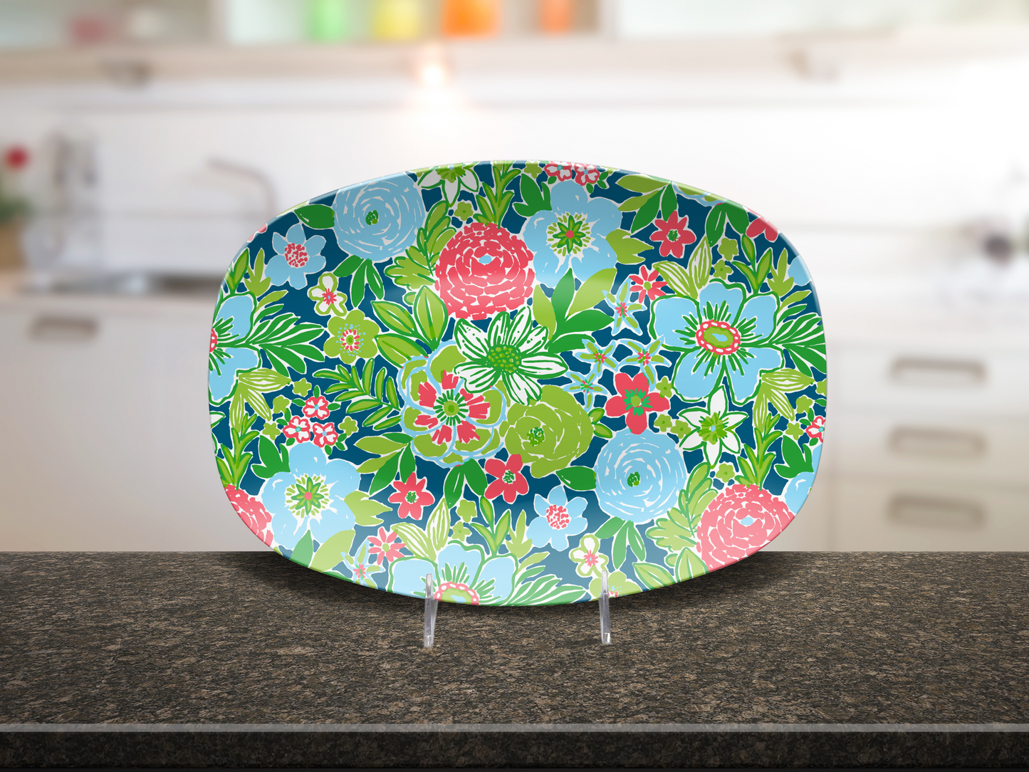 Coastal Floral 10 X 14 Serving Platter
