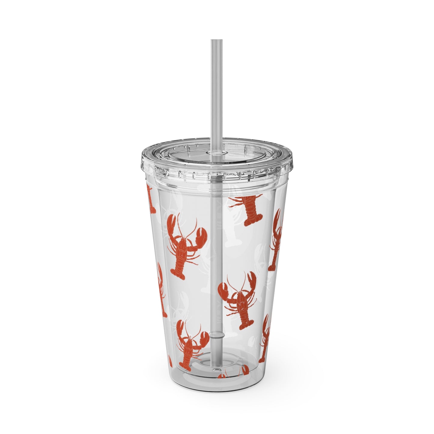Maine Lobster Acrylic Tumbler with Lid & Straw | Durable Sunsplash Drinkware | Coastal Summer Cup | 16 oz