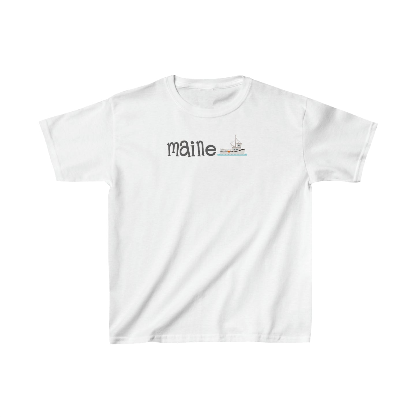 Maine Lobster Boat Kids Heavy Cotton Tee