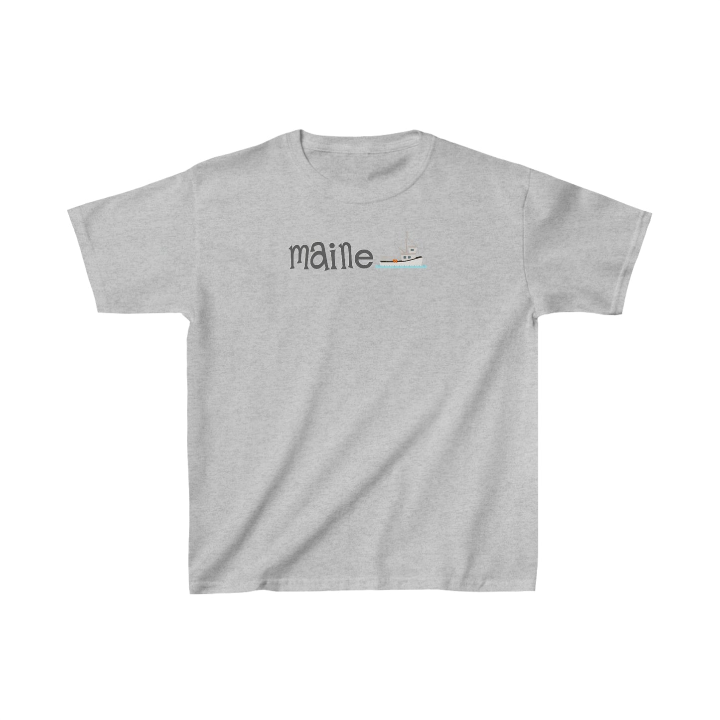 Maine Lobster Boat Kids Heavy Cotton Tee