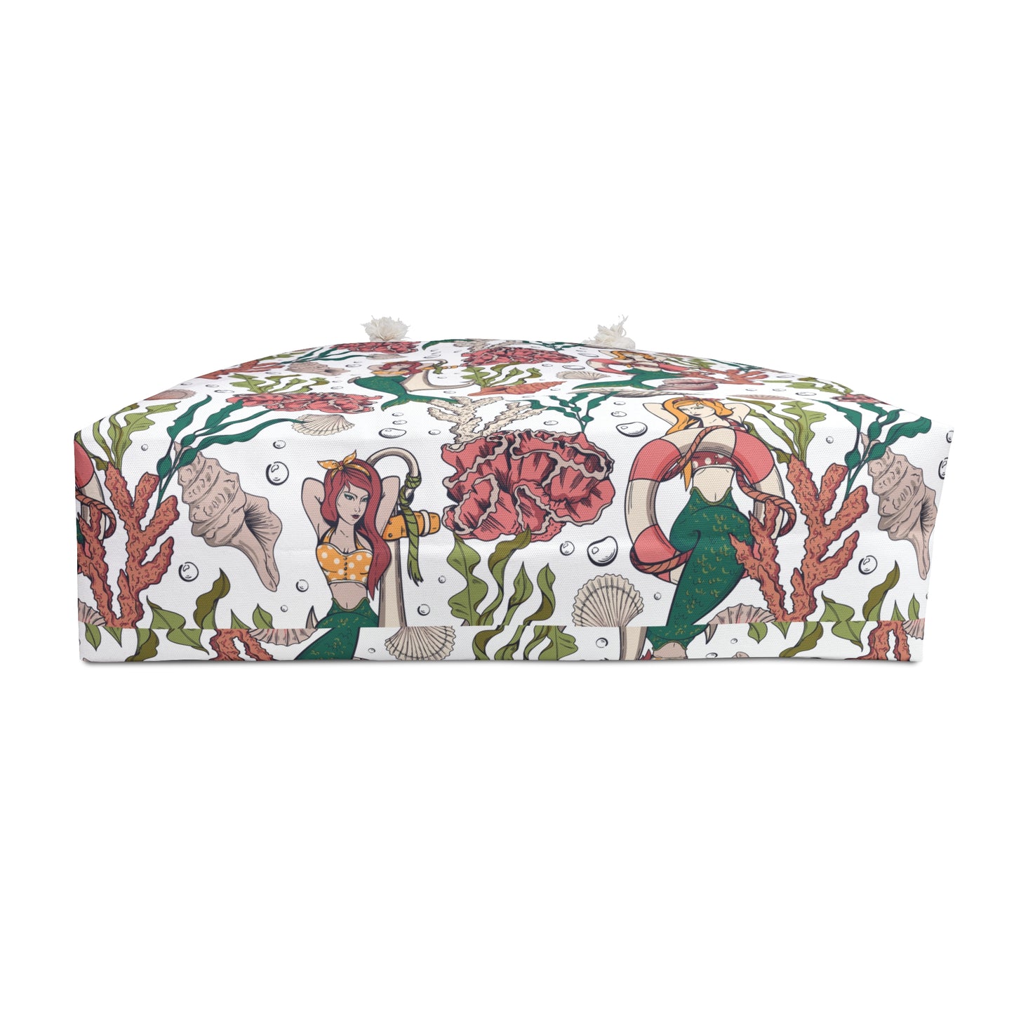 Retro Pinup Mermaid Beach Bag - White