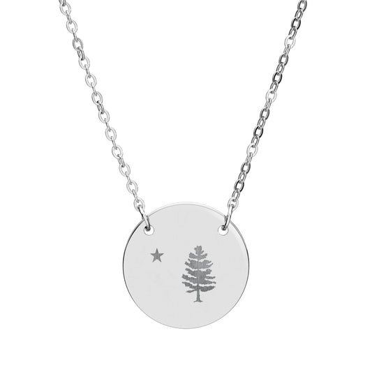 1901 Maine Pine & Star Engraved Pendant Necklace