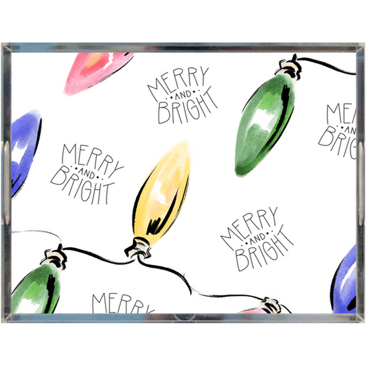 Christmas Bulbs Merry & Bright Acrylic Tray