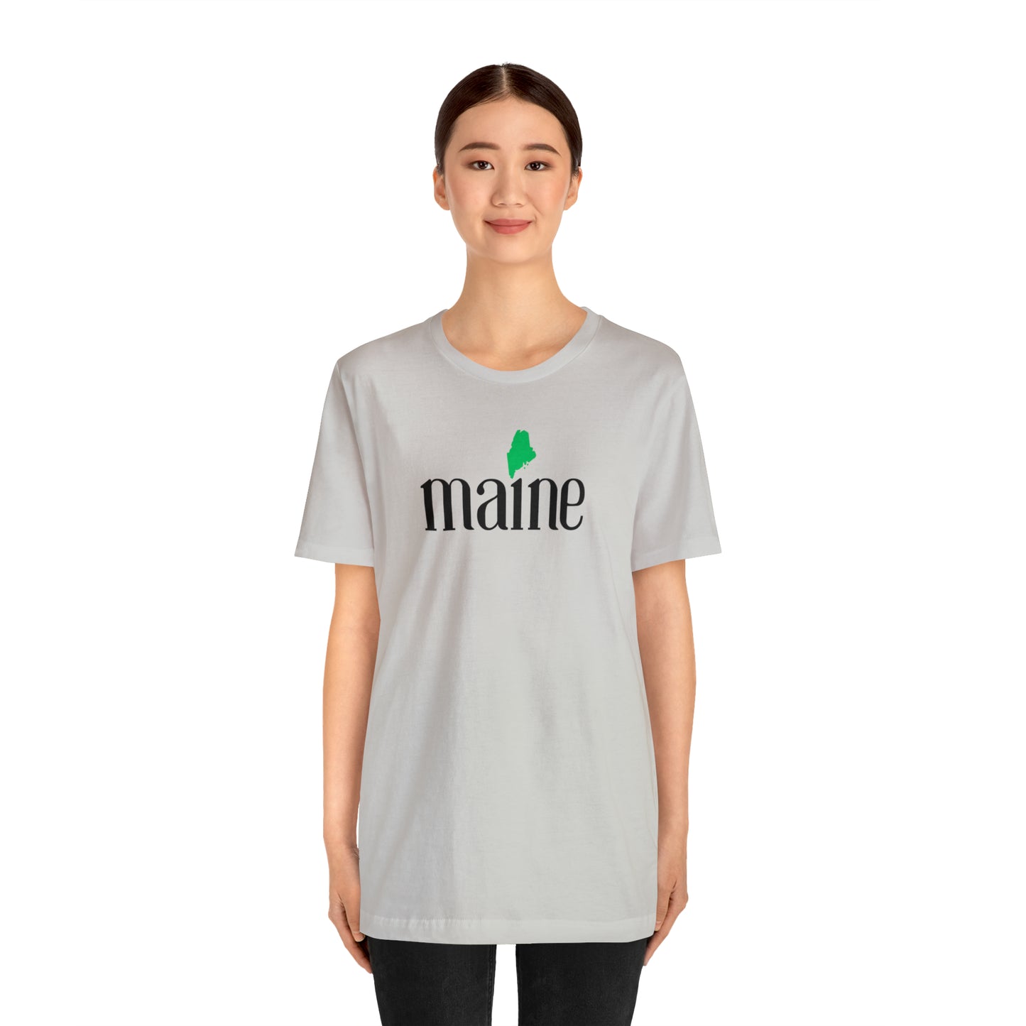 Maine T-Shirt with State Silhouette Short Sleeve Tee