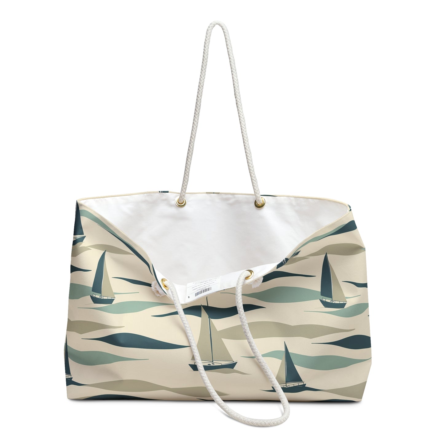 Sailboat & Waves Print Beach Bag