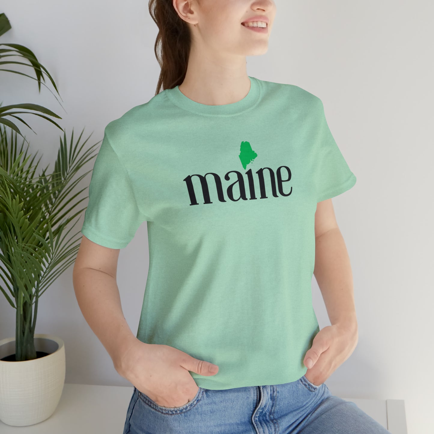 Maine T-Shirt with State Silhouette Short Sleeve Tee