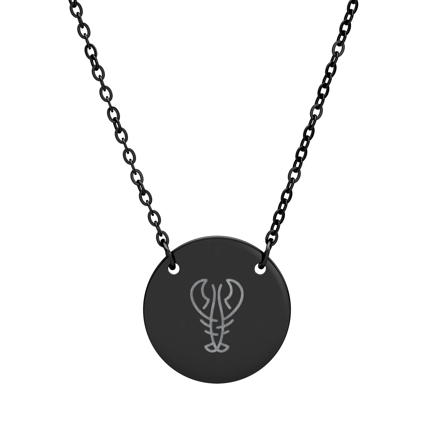 Lobster Engraved Circle Pendant Necklace
