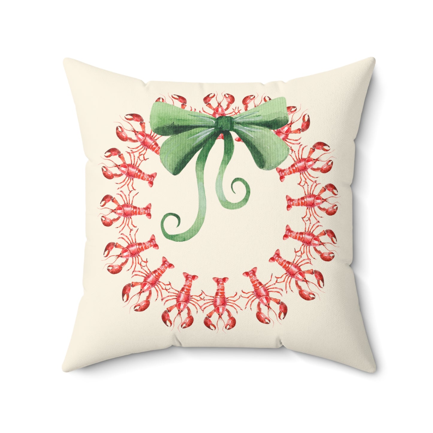 Lobster Wreath Maine Holiday Spun Polyester Square Pillow