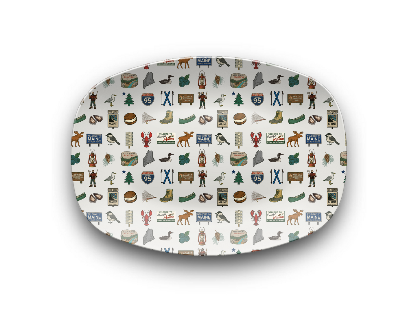 Maine Road Signs & Icons 10 X 14 Platter