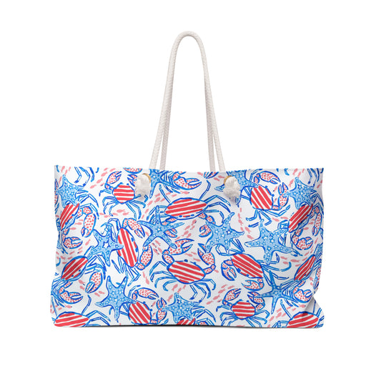 Coastal Crab Beach Tote Bag | Pale Blue