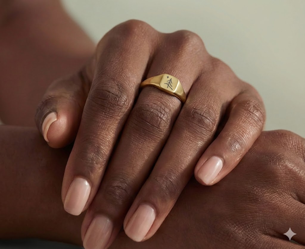 Abstract Pine & Star 1901 Maine Flag Ring