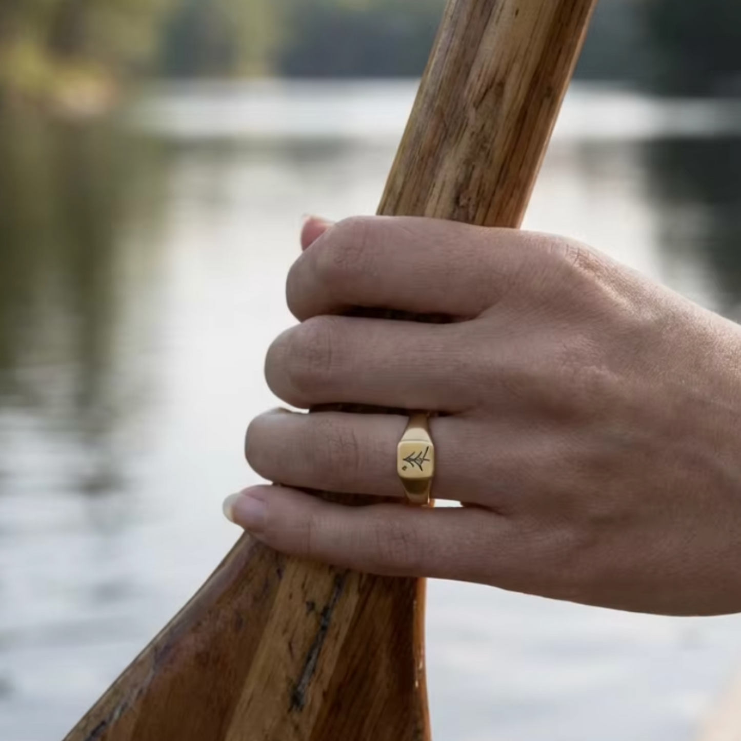Abstract Pine & Star 1901 Maine Flag Ring