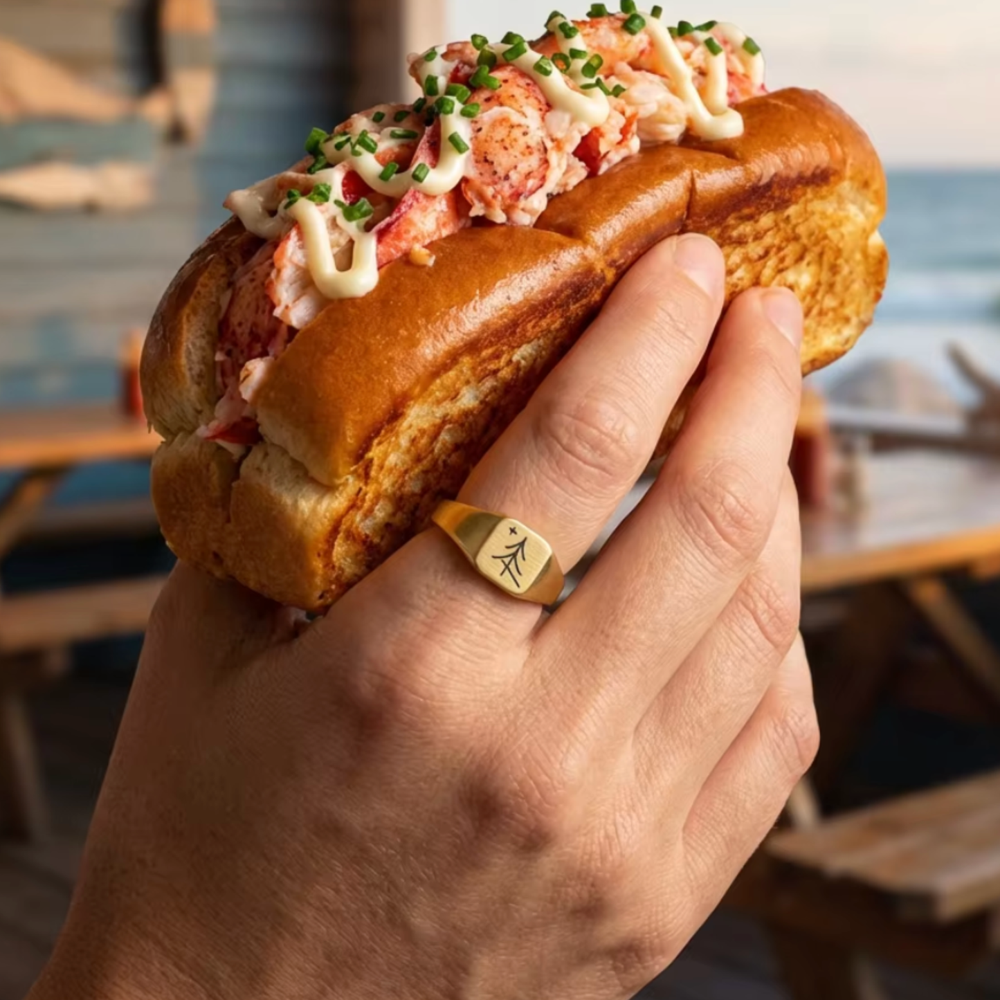 Abstract Pine & Star 1901 Maine Flag Ring