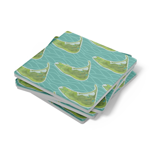 Nantucket Watercolor Stone Coaster | Set of 4