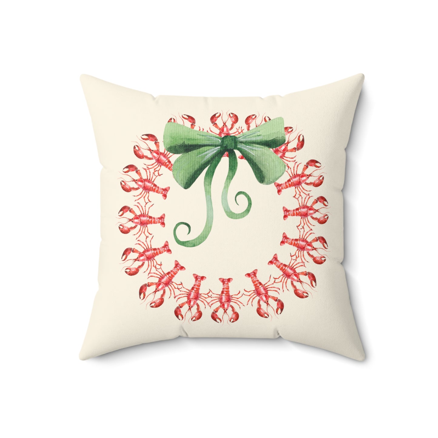 Lobster Wreath Maine Holiday Spun Polyester Square Pillow