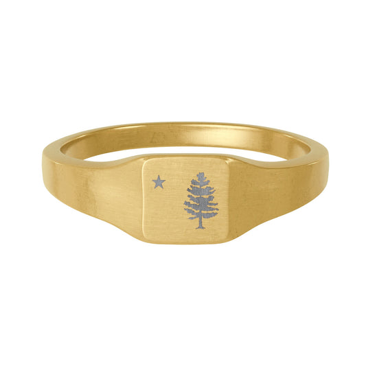 1901 Pine & Star Pendant - Maine Engraved Ring