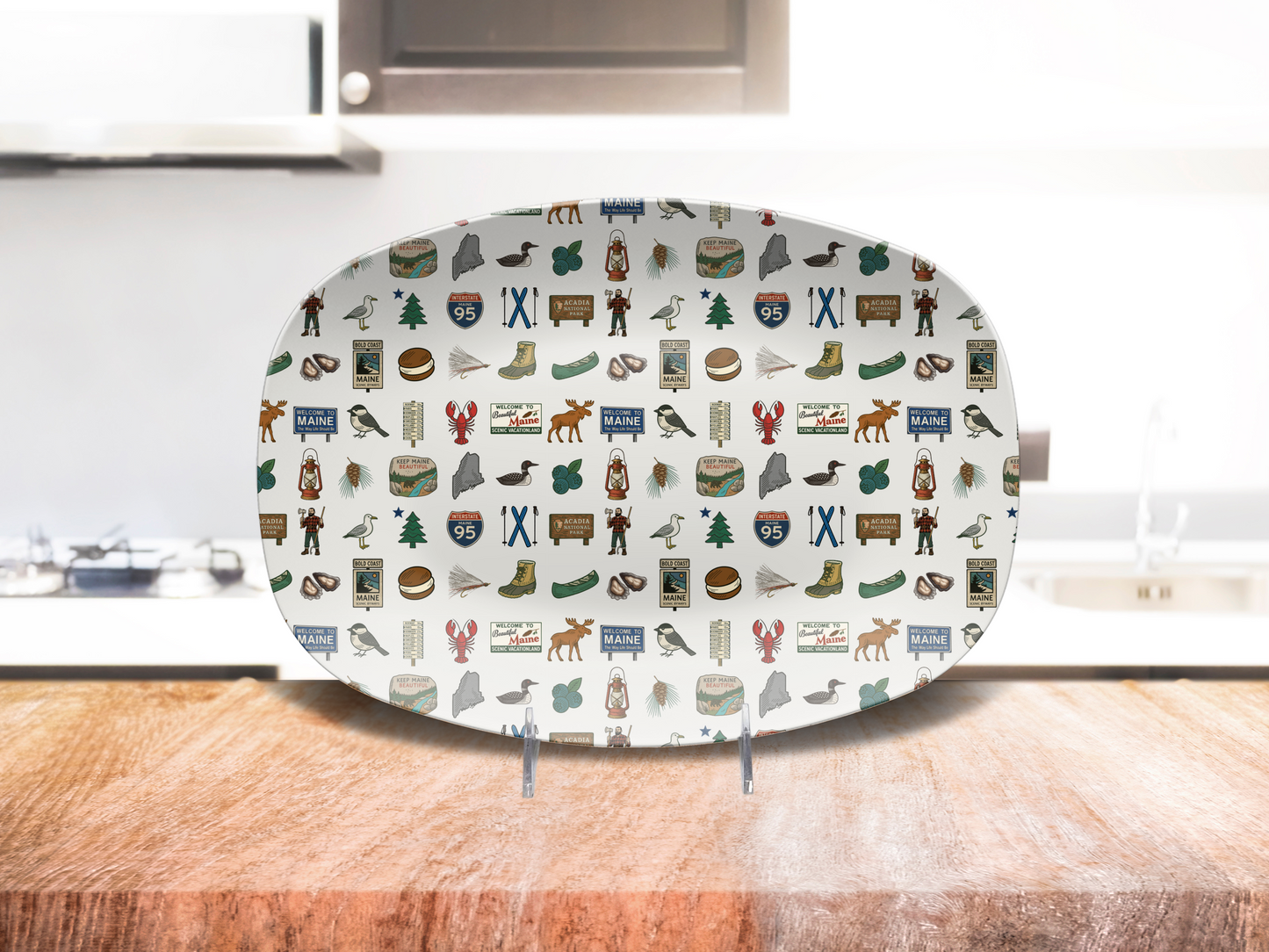 Maine Road Signs & Icons 10 X 14 Platter