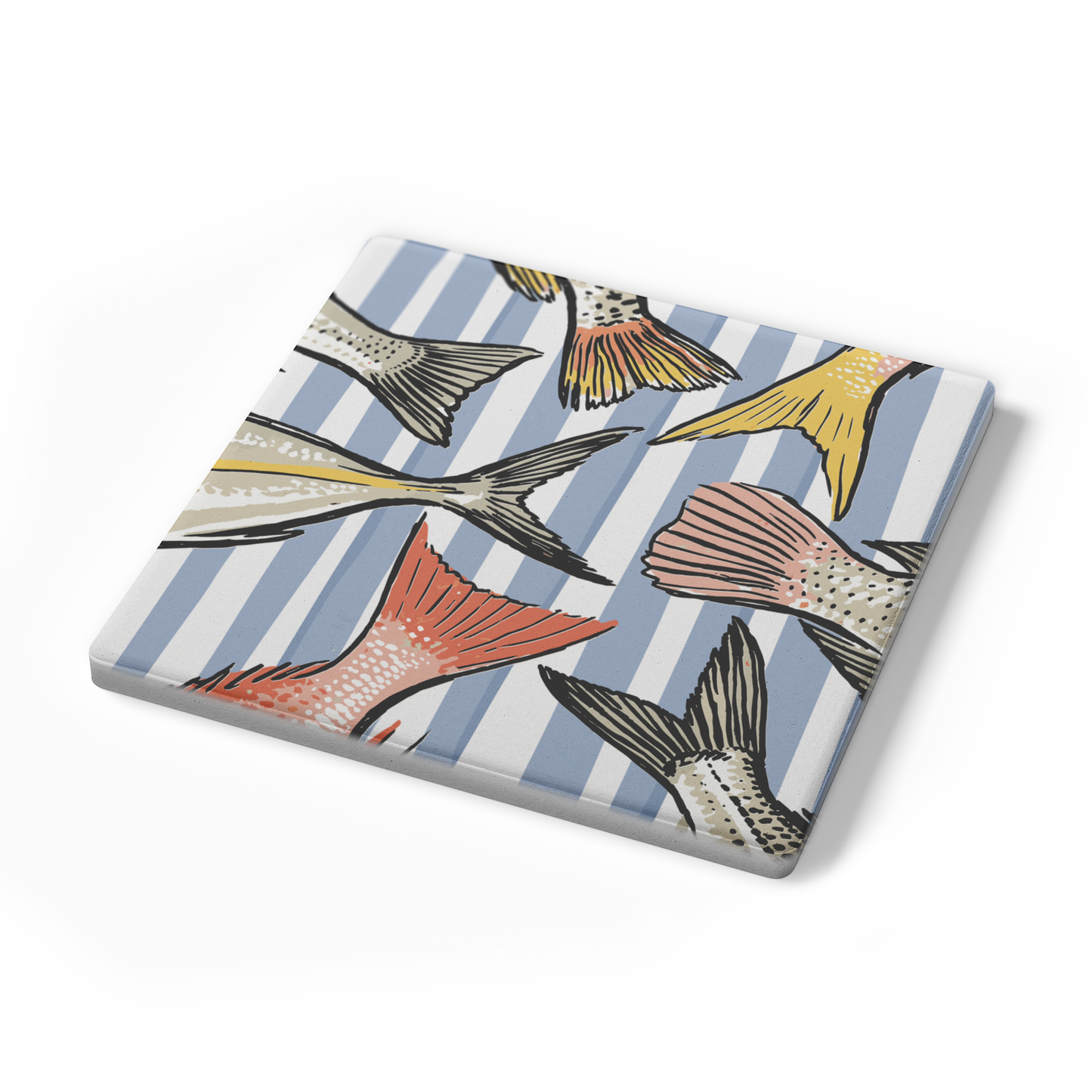 Stone Coasters Fish Design, Fish Coasters Set, Coastal Themed Coasters, Housewarming Gift, Nautical Decor, Fishing Gift, Fish Decor