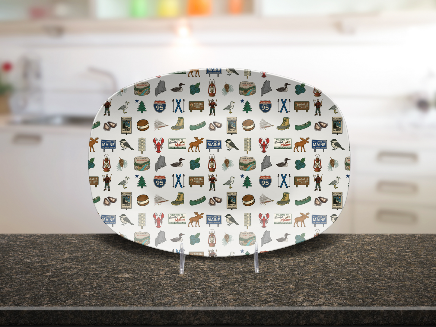 Maine Road Signs & Icons Platter