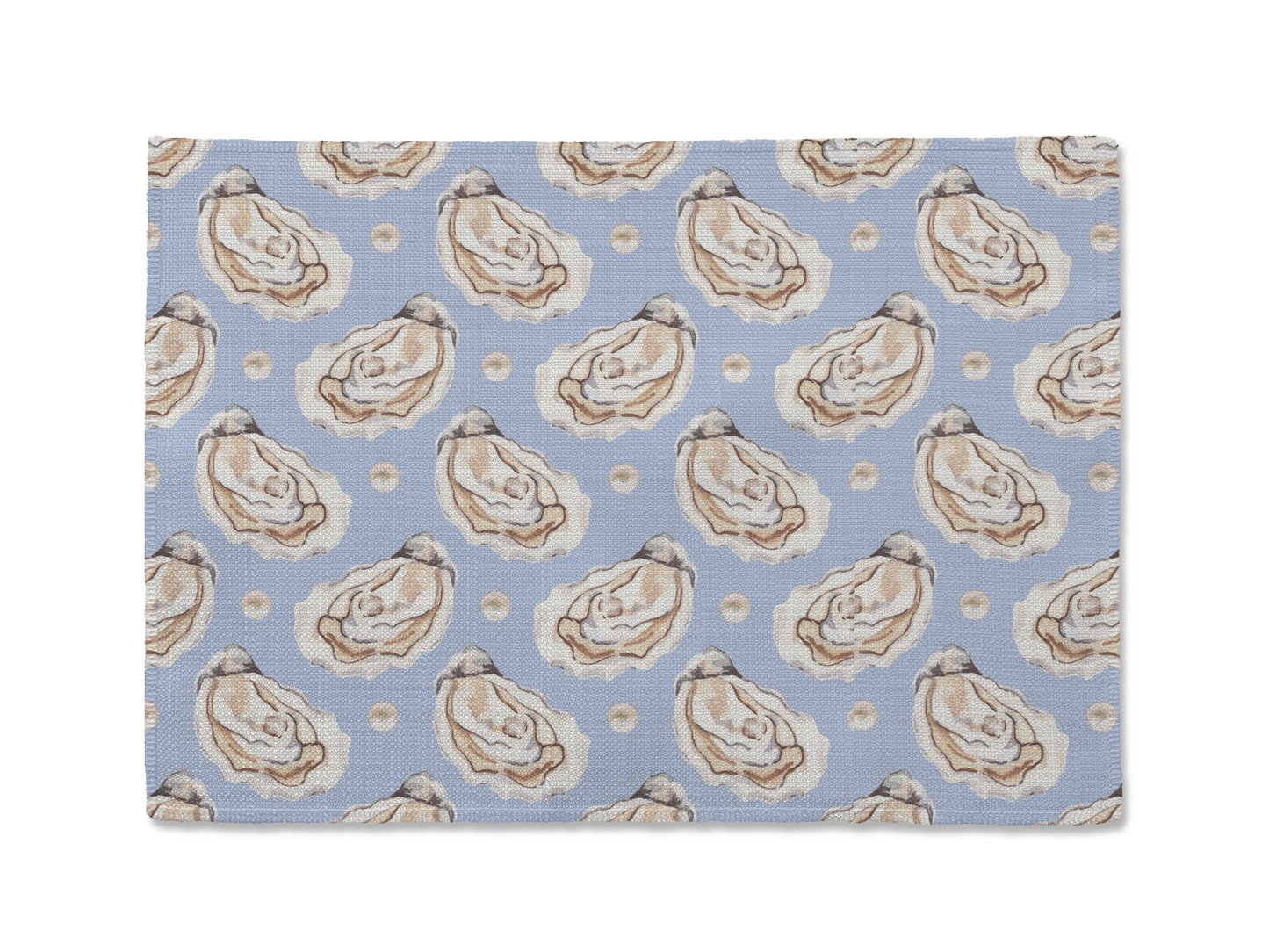 Oyster Pattern 12 x 17 Fabric Placemat - Tan or Blue