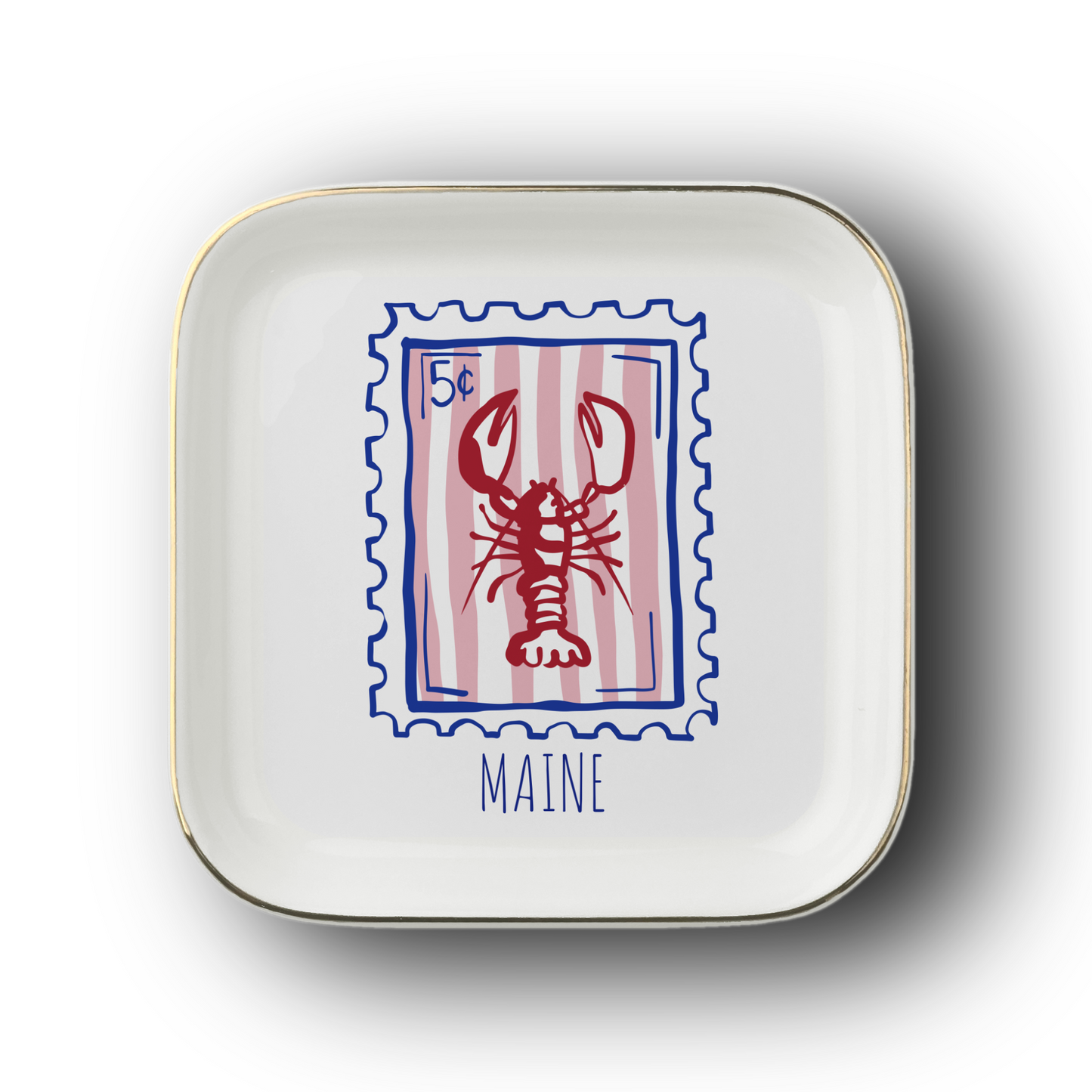 Maine Lobster Stamp Jewelry Dish