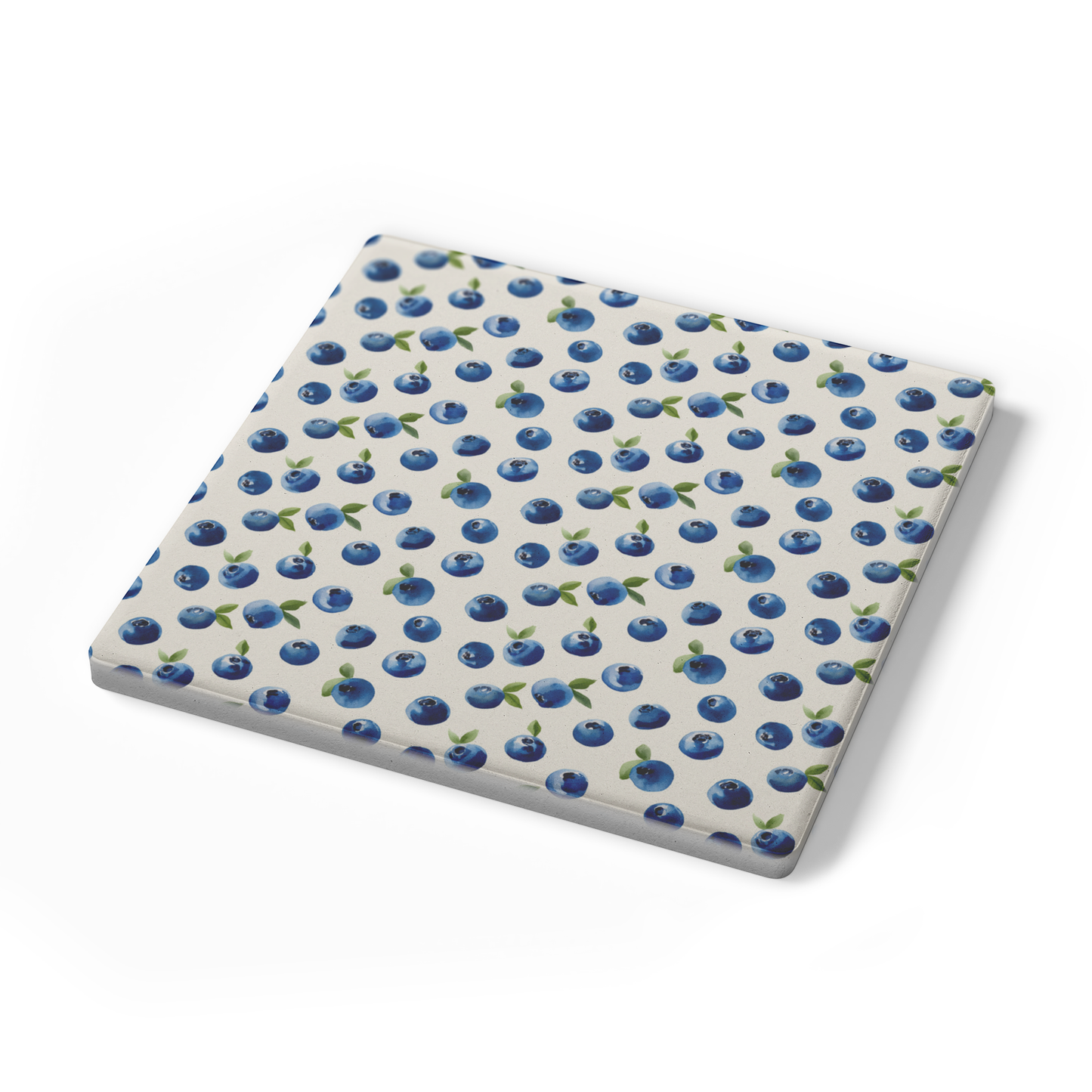 Maine Blueberries Pattern Stone Coasters, Set of 4, Absorbent Drink Coasters with Cork Backing, Kitchen Decor