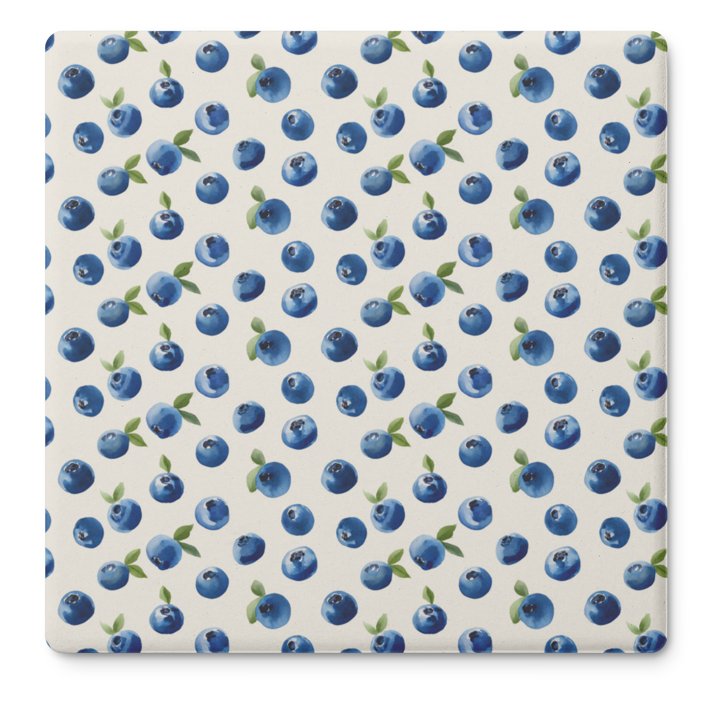 Maine Blueberries Pattern Stone Coasters, Set of 4, Absorbent Drink Coasters with Cork Backing, Kitchen Decor