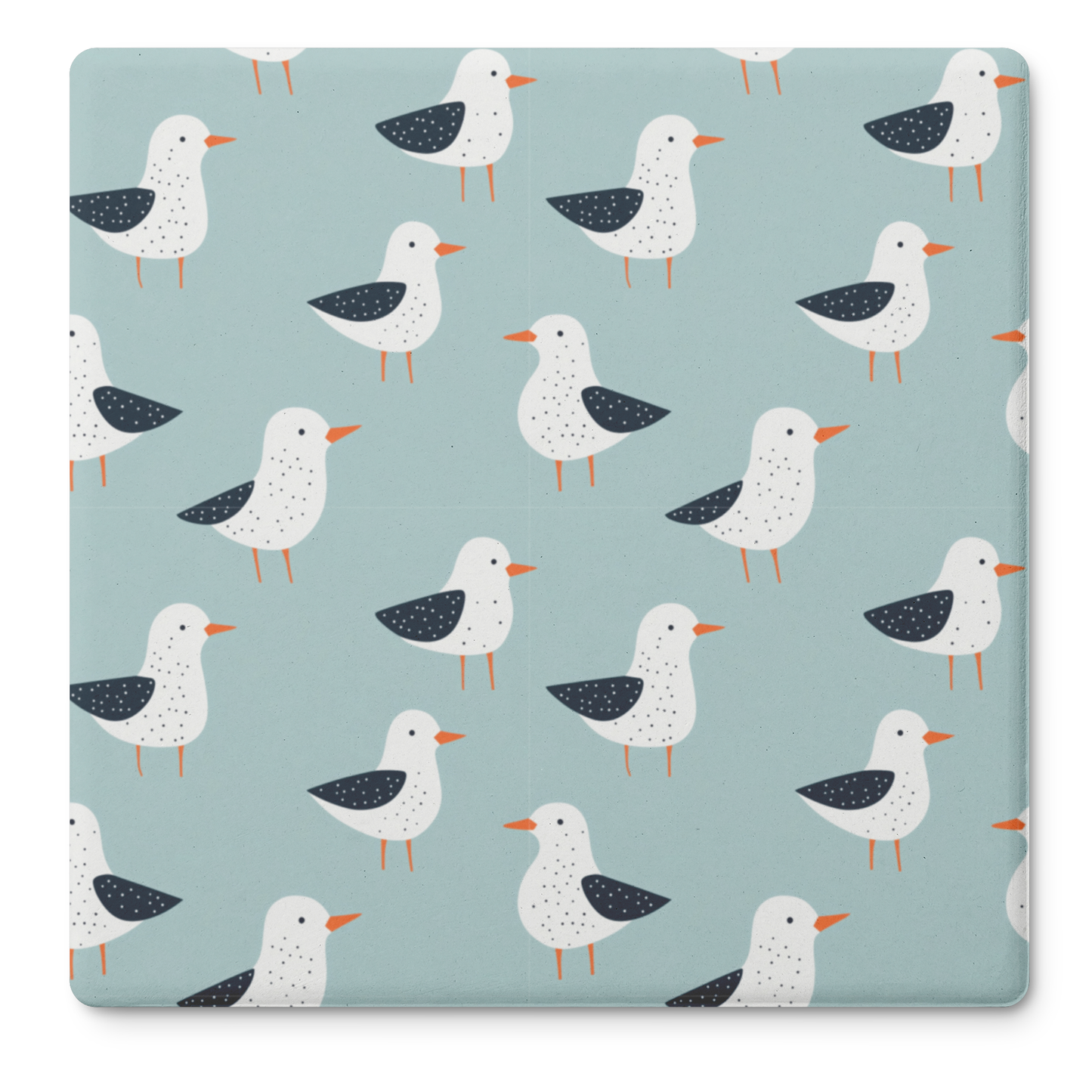 Coastal Seagull Stone Coasters, 4" Square Absorbent Coaster Set with Cork Back (Set of 4)