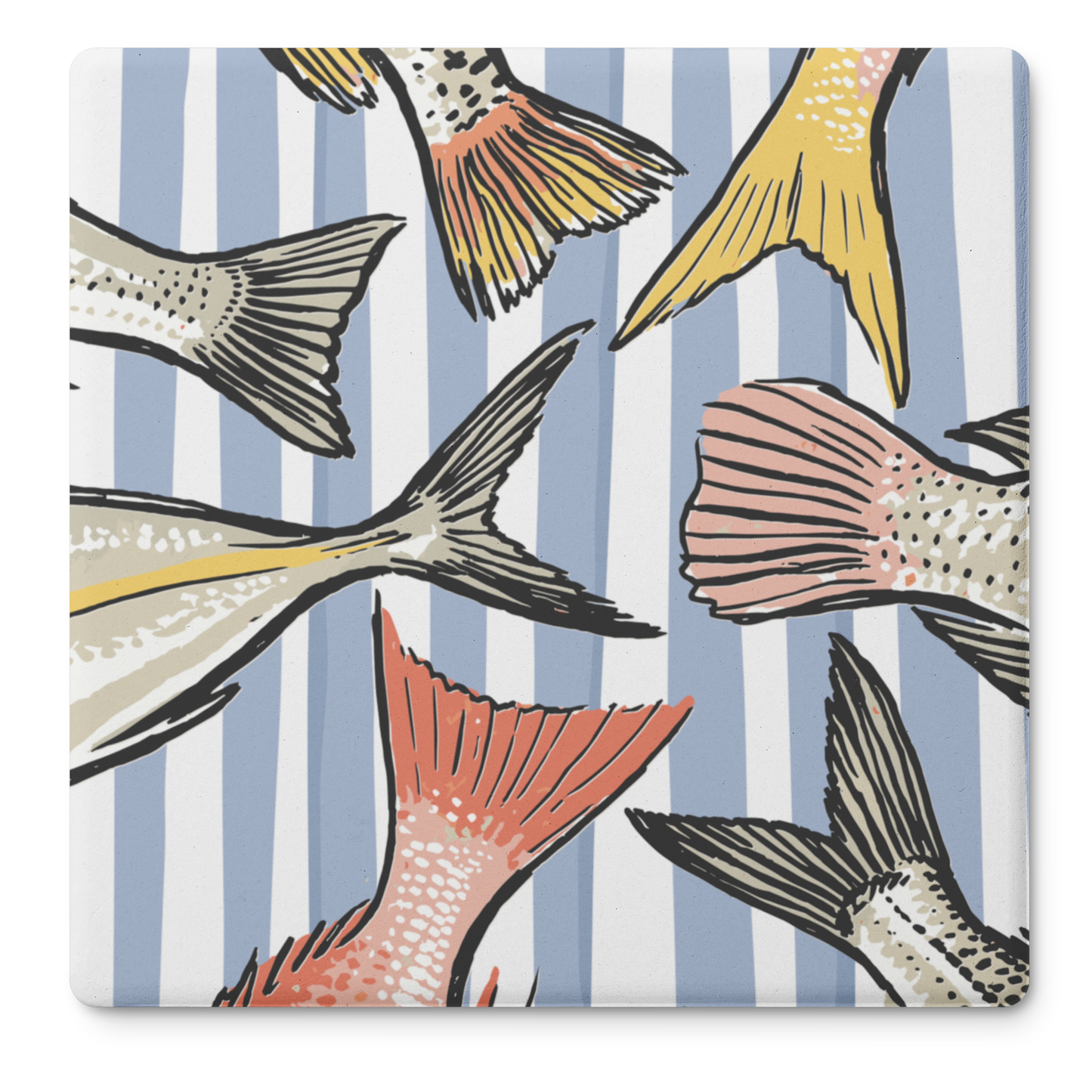 Stone Coasters Fish Design, Fish Coasters Set, Coastal Themed Coasters, Housewarming Gift, Nautical Decor, Fishing Gift, Fish Decor
