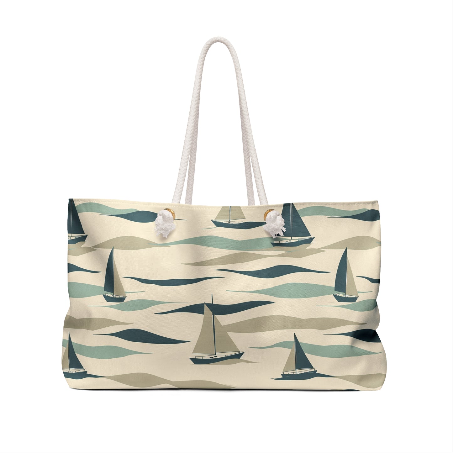 Sailboat & Waves Print Beach Bag