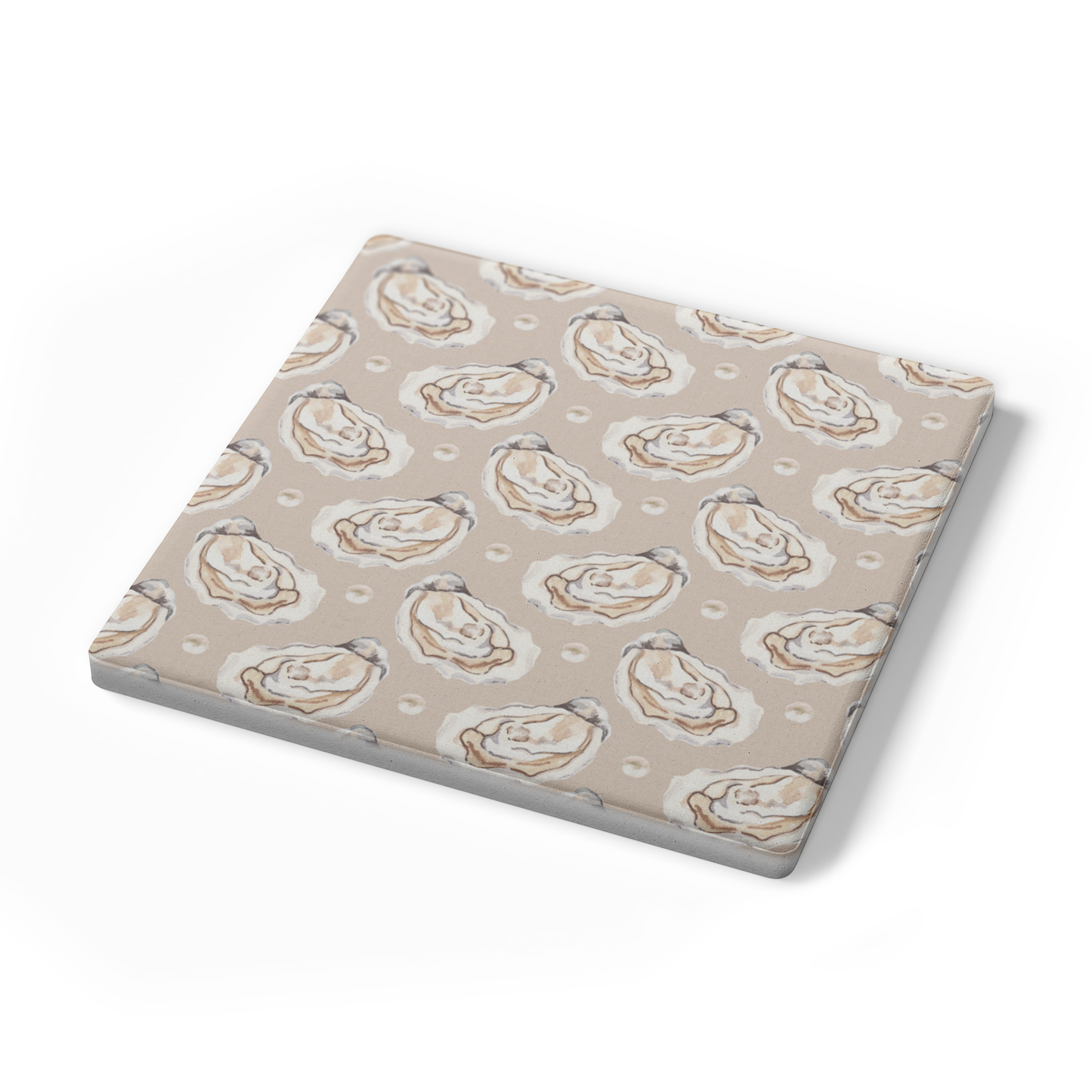 Coastal Oyster Coasters – Blue or Tan Soapstone Drink Coasters with Cork Backing, New England Coastal Decor (4" set of 4)