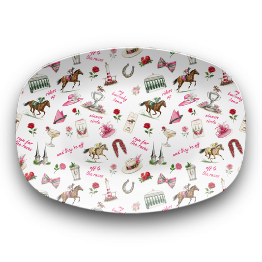 Kentucky Derby Icon Pattern Platter | Elegant Derby-Inspired Serving Tray | Made in USA