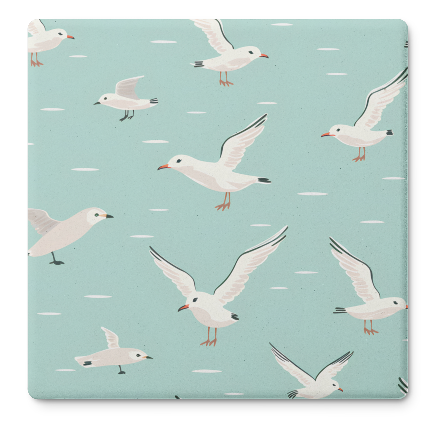 Flying Seagull Stone Coasters, Set of 4, Coastal Beach Decor, Absorbent Drink Coasters, Ocean Theme Stone Coasters, Nautical Home Gift