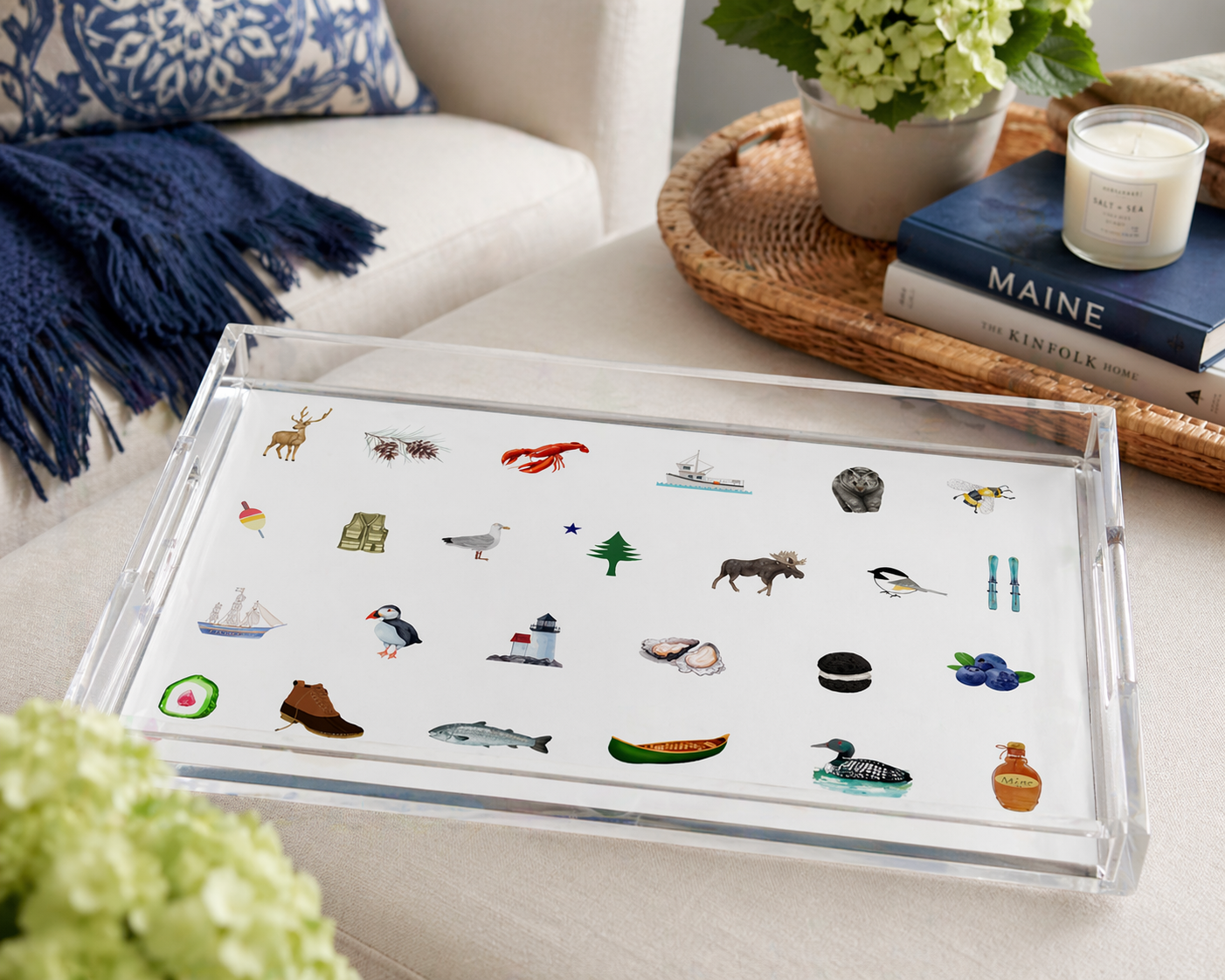 Maine Icons Acrylic Serving Tray | 11" x 17"