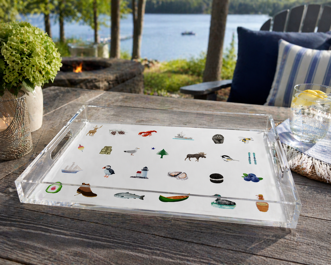 Maine Icons Acrylic Serving Tray | 11" x 17"
